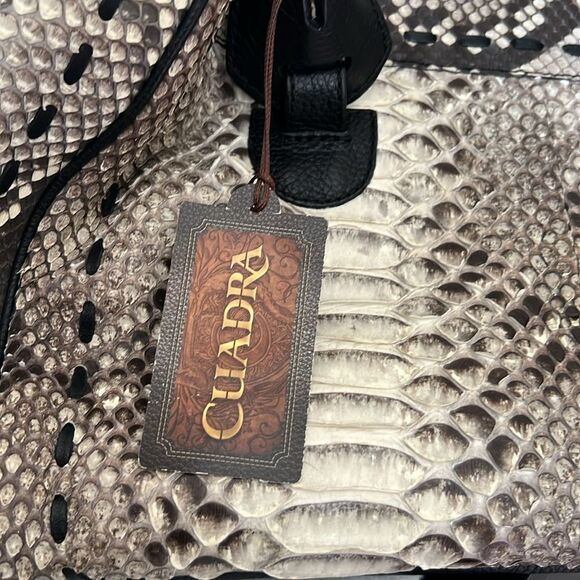 Python leather handbag black leather handles NWT - Picture 4 of 10